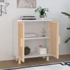 A white sideboard with natural rattan doors and wooden legs, decorated with a plant and books on top, and decorative items inside. Produktbild-Vorschau
