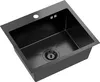 A black stainless steel kitchen sink with a drain and faucet hole. Anteprima dell’immagine prodotto