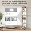 K-Möbel Vitrine en verre debout en hêtre (176x37x33 cm) Voir les images du produit 5