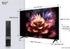 A diagram showing the dimensions of a TCL LED television and a remote control. Voir les images du produit