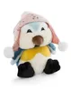A plush toy bird wearing a pink hat with pom-poms. Voir les images du produit