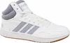 A white Adidas Hoops 3.0 Mid sneaker with gray accents. Produktbild-Vorschau
