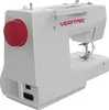 A white sewing machine with a red spool holder, shown from a side angle on a white background. Produktbild-Vorschau