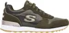 A side view of a single green Skechers sneaker against a white background. Voir les images du produit