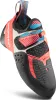 Kletterschuh "Solution Comp Woman" von La Sportiva; rot-schwarz mit blauen Akzenten und Klettverschluss. Náhľad obrázku produktu