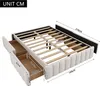 A bed frame with drawers, shown from a diagonal angle. Produktbild-Vorschau