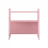 A pink desk shelf unit with two shelves and a perforated back panel. Voir les images du produit