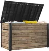 An outdoor storage box with its lid open, showing some contents inside. Produktbild-Vorschau