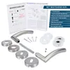 A set of door handles and installation accessories laid out on a white background. Produktbild-Vorschau