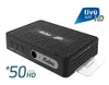 A black satellite receiver with a TivùSat HD logo and text indicating channel count. Produktbild-Vorschau