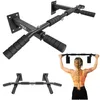 A collage of images showing a wall-mounted pull-up bar and a woman using one. Produktbild-Vorschau