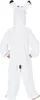 A child wearing a white animal costume with black accents on the ears and a black tail, viewed from the back. Náhled obrázku produktu