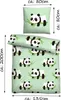 A flat lay image showing a panda-themed duvet cover and pillowcase set against a light green background. Produktbild-Vorschau
