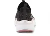 The back view of a black and pink Skechers sneaker. Náhled obrázku produktu
