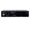 The back panel of a black digital receiver is shown against a white background. Produktbild-Vorschau