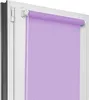 A close-up view of a purple roller blind installed in a white window frame. Produktbild-Vorschau