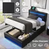 A bedroom scene featuring a bed with storage and LED lighting. Náhľad obrázku produktu