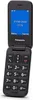 A black Panasonic flip phone is shown open against a white background. Produktbild-Vorschau