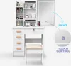 Tavolino da toilette con specchio scorrevole con luce LED e Anteprima dell’immagine prodotto 8