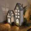 Holz LED Haus weiß silber 2er Set - klein und groß Produktbild-Vorschau 2