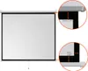 A projection screen with close-up insets showing dimensions. Produktbild-Vorschau