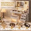 INONEFT Schminktisch-Set mit LED-Spiegel, Ladeanschluss und Produktbild-Vorschau 11