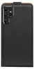 The back of a black leather flip case for a Samsung Galaxy S22 Ultra phone. Produktbild-Vorschau