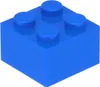 A single blue LEGO brick with four studs on top, shown from a slightly elevated diagonal angle. Voir les images du produit