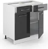 A white kitchen base cabinet with two drawers and two doors, shown against a white background. Voir les images du produit