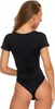 Damen Kurzarm-Body Aus Rippstrick Klassisch Bequem Schwarz Produktbild-Vorschau 6