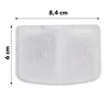 A white filter for a pet water dispenser, with dimensions indicated. Voir les images du produit
