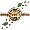 Marketing image for Snapworld-Kaffee, featuring coffee beans, leaves, and a circular logo with text. Produktbild-Vorschau