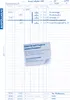 A scanned image of a ledger book with handwritten entries and a sticky note with marketing information. Produktbild-Vorschau