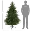 A Christmas tree is shown next to a silhouette of a person for scale. Dimensions are indicated. Podgląd zdjęcia produktu