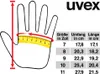 A diagram showing how to measure a hand for glove size, along with a size chart. Produktbild-Vorschau