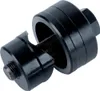 A black metal hole cutter tool, with a threaded rod connecting two parts. Produktbild-Vorschau