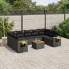 Design 10-tlg. Garten-Sofagarnitur mit Kissen Schwarz Poly Produktbild-Vorschau 1