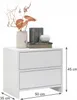 A white bedside table with two drawers, decorated with a vase of flowers and books. Náhľad obrázku produktu