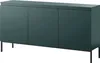 A dark green three-door sideboard with thin metal legs, presented against a white background. Náhľad obrázku produktu