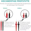Comparison of two types of test probes, highlighting the features of the 'Unsere' (Our) probes against 'Andere' (Other) probes. Voir les images du produit