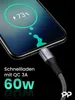 ProfiPatch USB A auf USB C Kabel 60W QC 3A 2m grau Produktbild-Vorschau 2