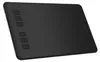 A black graphic tablet is shown from a slightly elevated angle against a white background. Produktbild-Vorschau