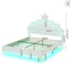 140 x 200cm Lit double plat, lit de princesse en forme de Voir les images du produit 6