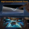 A collage showing a smartphone screen protector and a person playing a racing game on a smartphone. Produktbild-Vorschau