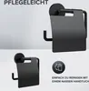 Schwarze Edelstahl-Toilettenpapierhalterung selbstklebend Produktbild-Vorschau 4