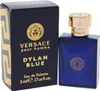 A product shot of a small bottle of Versace Pour Homme Dylan Blue Eau de Toilette and its packaging. Náhled obrázku produktu