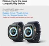 Two Apple Watches with Spigen cases are displayed against a white background, with text above detailing compatibility information. Podgląd zdjęcia produktu