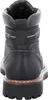 The back view of a black leather boot with a thick sole. Voir les images du produit