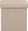 A close-up, front-facing view of a beige storage ottoman. Náhled obrázku produktu
