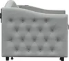 Side view of a tufted gray sofa or daybed. Produktbild-Vorschau